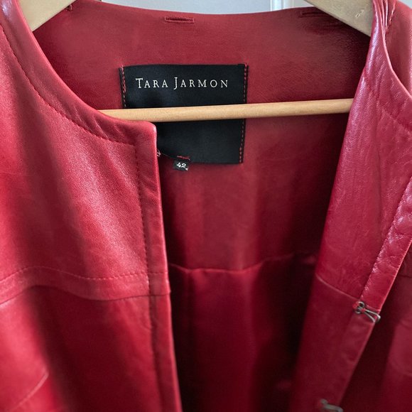 Tara Jarmon Red Leather Jacket - Picture 4 of 4